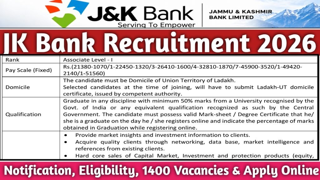 JK Bank Recruitment 2026